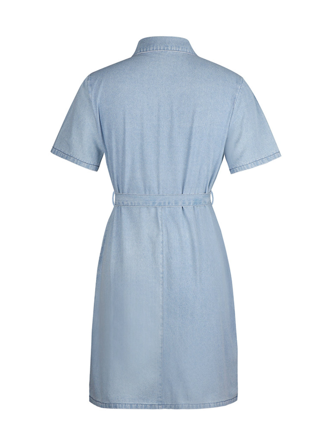 Full Size Zip Front Short Sleeve Denim Dress Plus Size