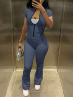 Devine Zip Up Top and Bootcut Leggings Set