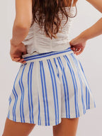 Striped Elastic Waist Shorts