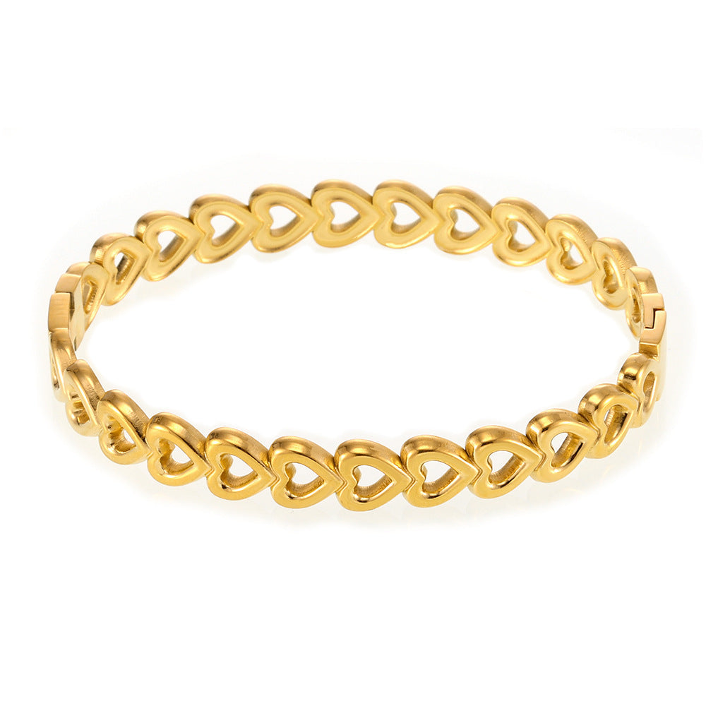 18K Gold-Plated Stainless Steel Heart Bracelet - felvior