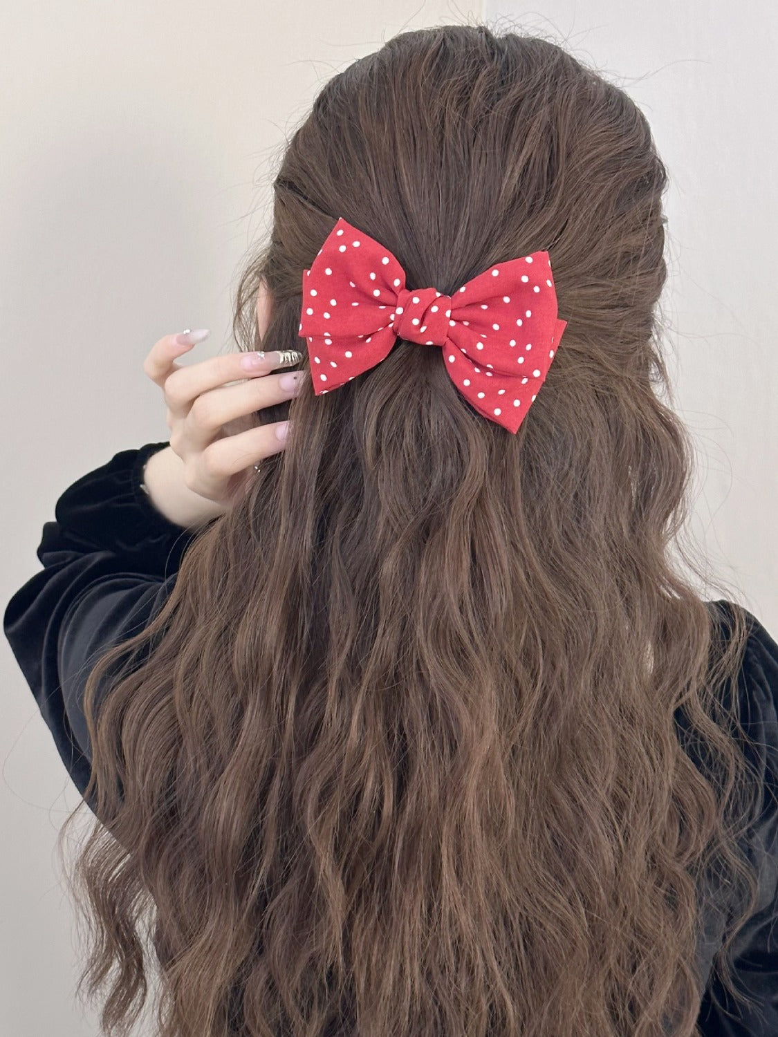 2-Piece Polka Dot Bow Hair Clip - felvior