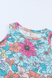 Floral Round Neck Sleeveless Dress - felvior