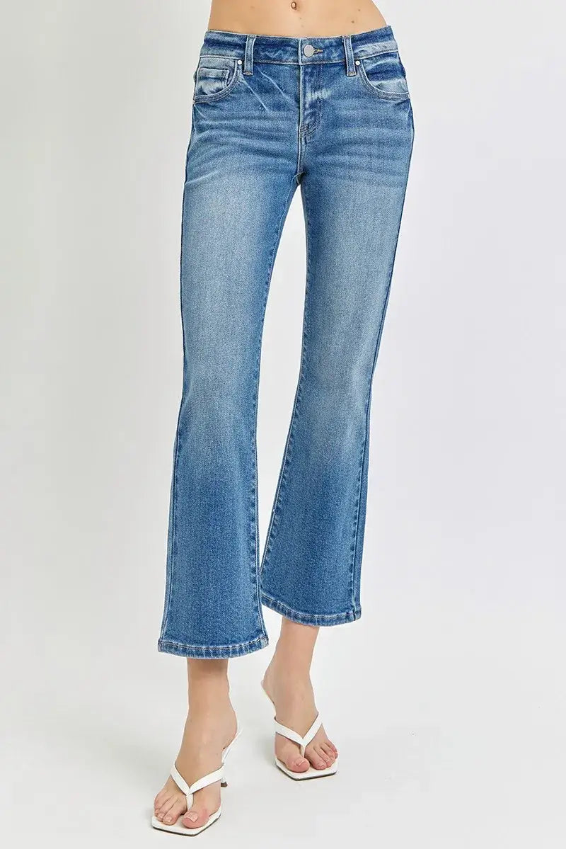 RISEN Full Size Low Rise Crop Flare Jeans Plus Size Hauptbild