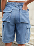 High Waist Denim Shorts with Pockets - felvior