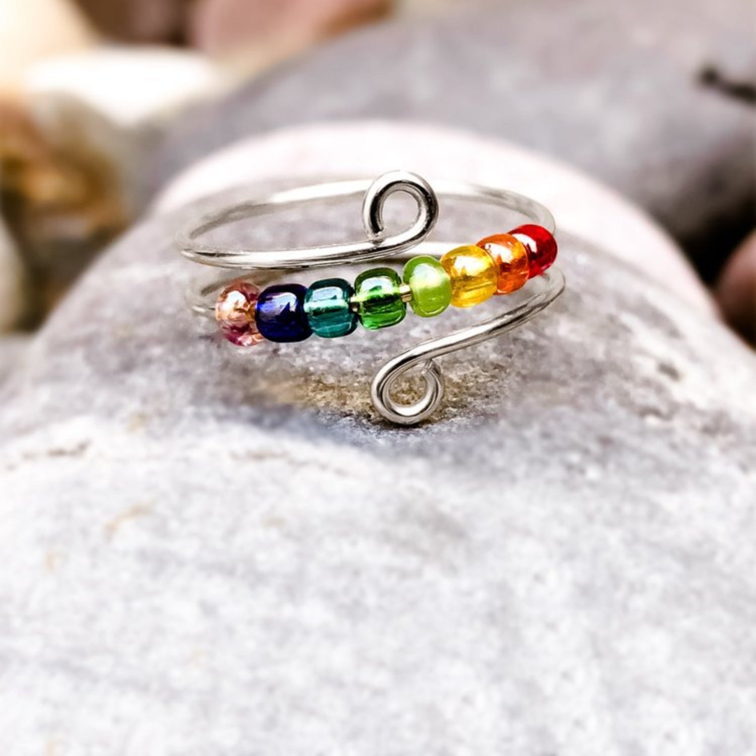 925 Sterling Silver Bead Wrap Ring - felvior