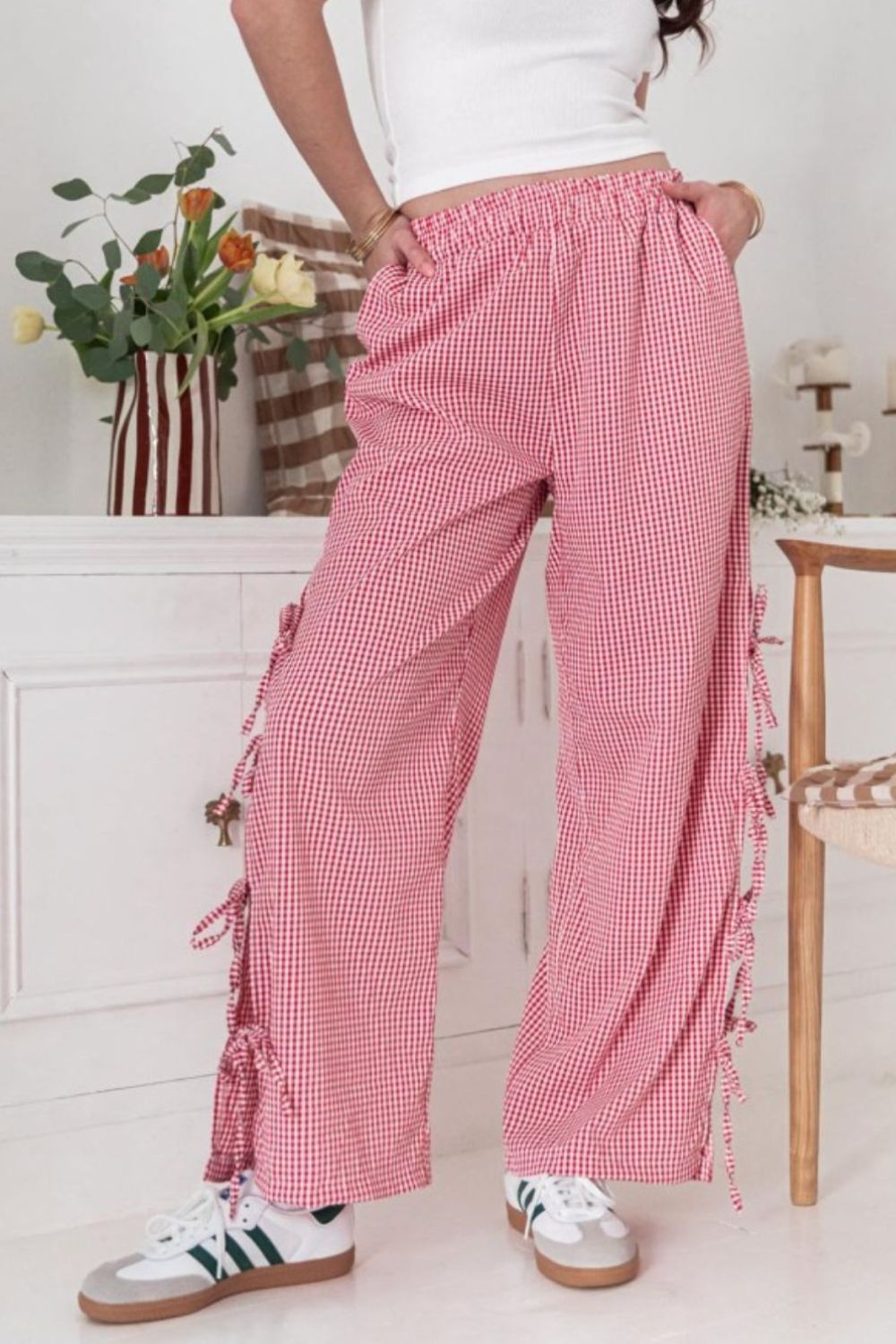 Side Tied Pants with Pockets - felvior