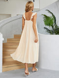 Ruffled V-Neck Midi Dress - felvior