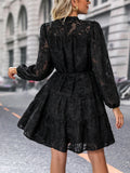 Perfee V-Neck Long Sleeve Buttoned Dress - felvior