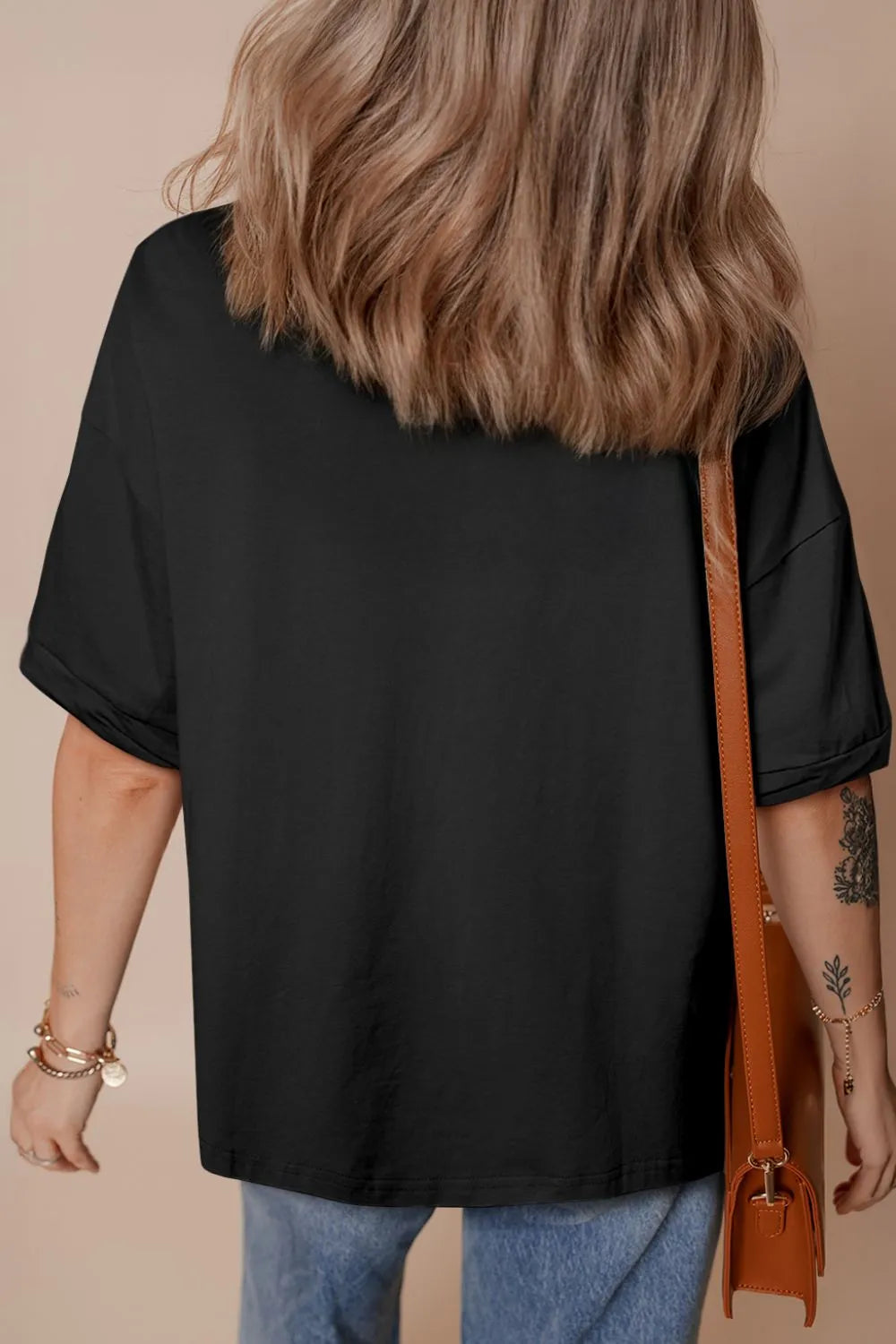 Loose Half Sleeve Hi Low Hem T Shirt