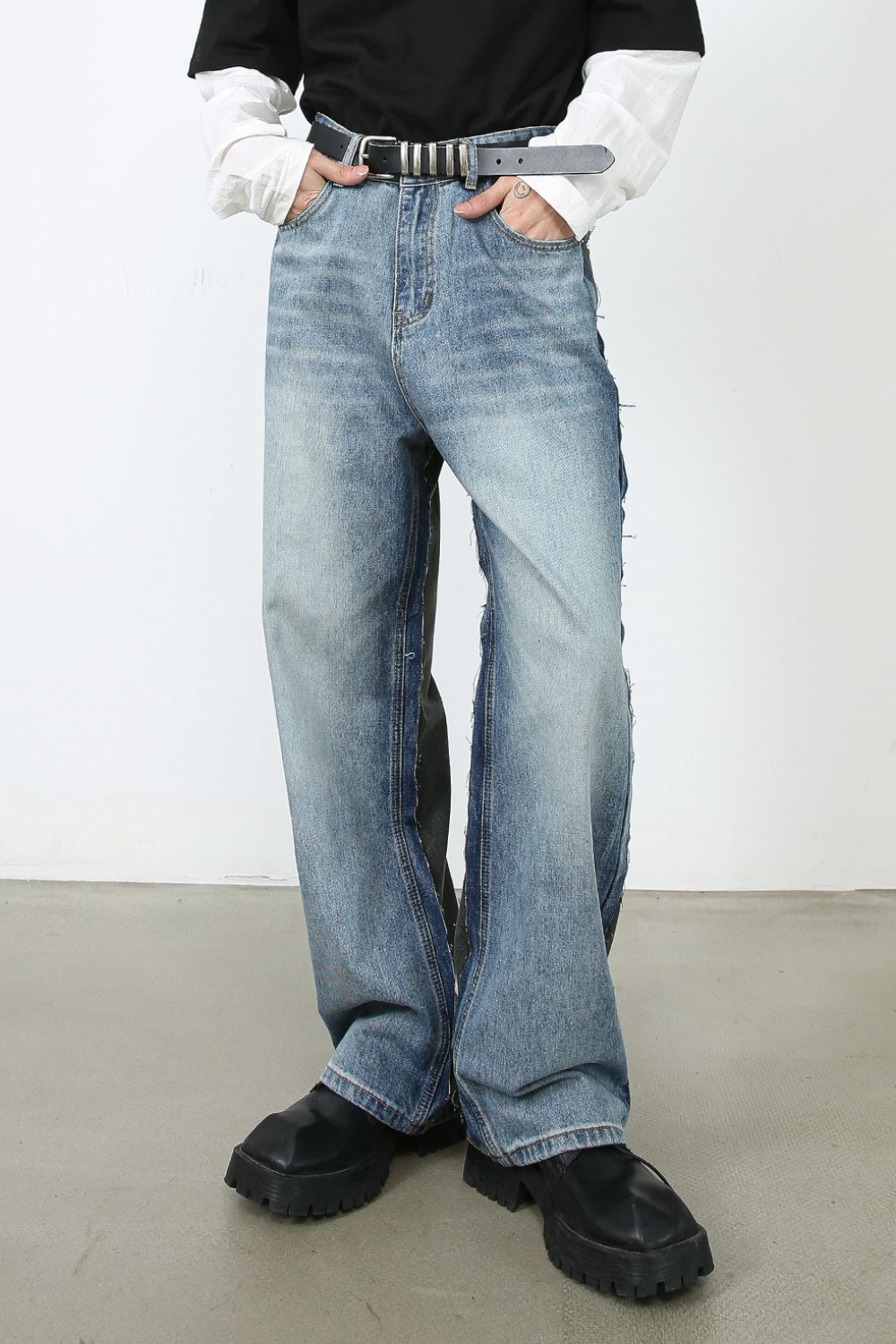 Men's Contrast Loose Fit Jeans