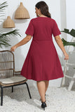 Plus Size Round Neck Openwork Dress - felvior