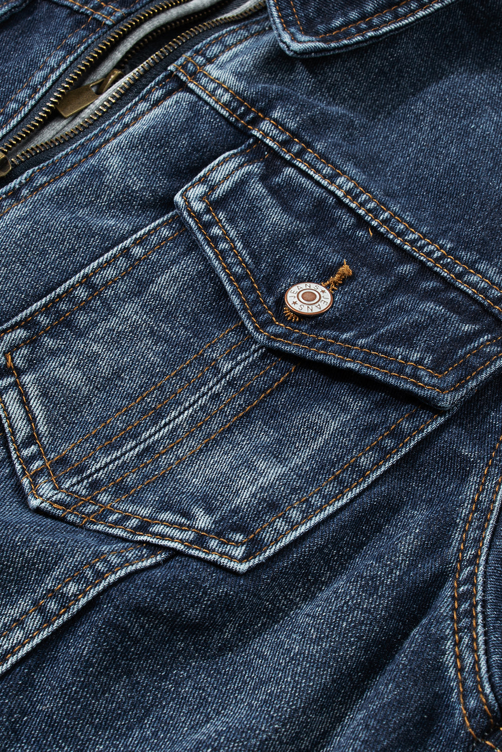 Fake Two-Piece Hooded Zip-Up Denim Jacket - felvior