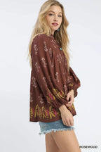 Umgee Floral Boho Peasant Blouse