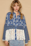 POL Lace Hem Embroidered Long Sleeve Shirt - felvior