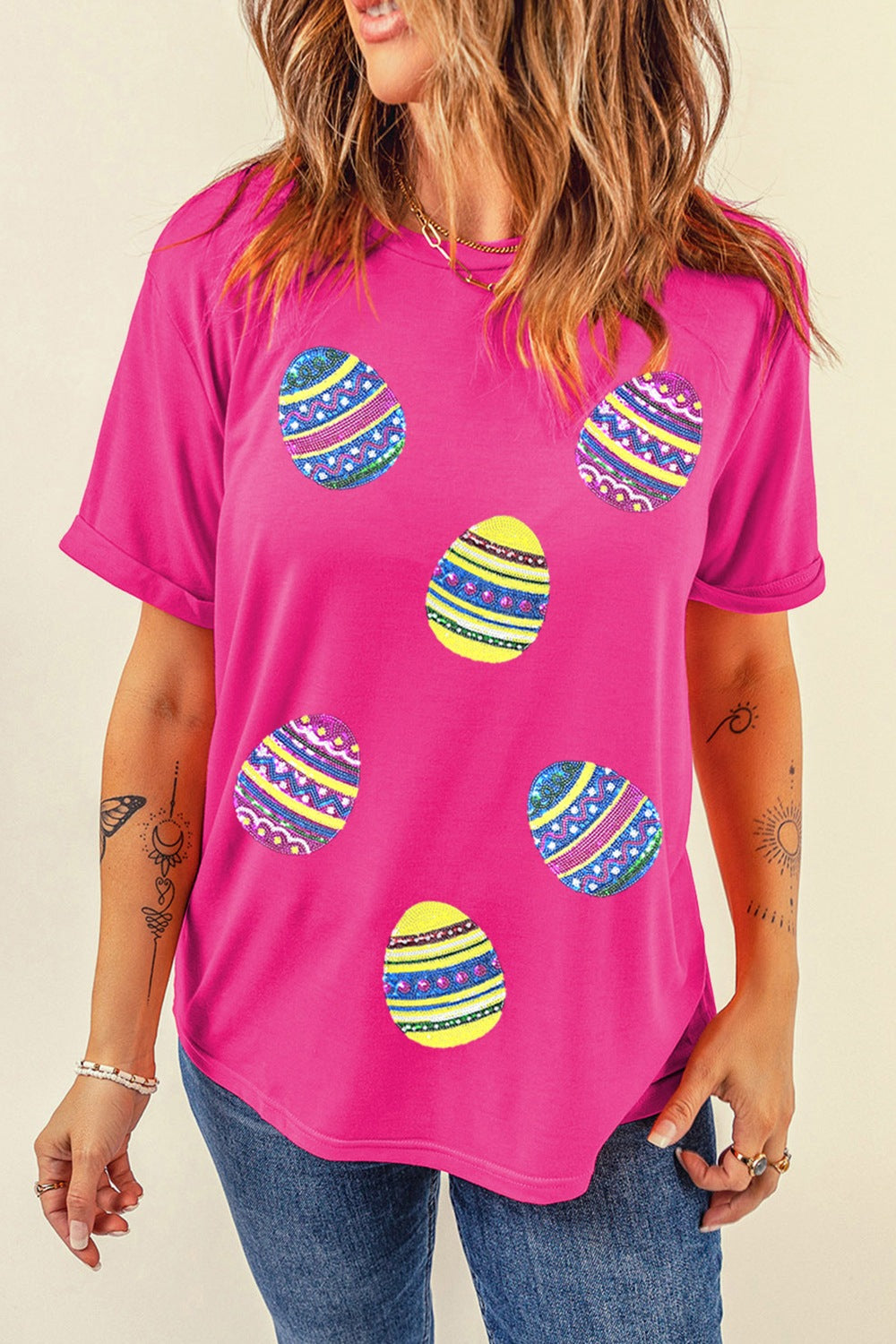 Sequin Easter Egg Short Sleeve T-Shirt