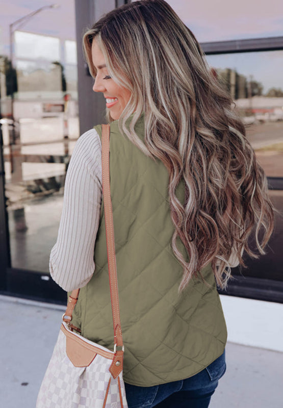 Fuzzy Zip Up Vest Coat with Pockets - felvior