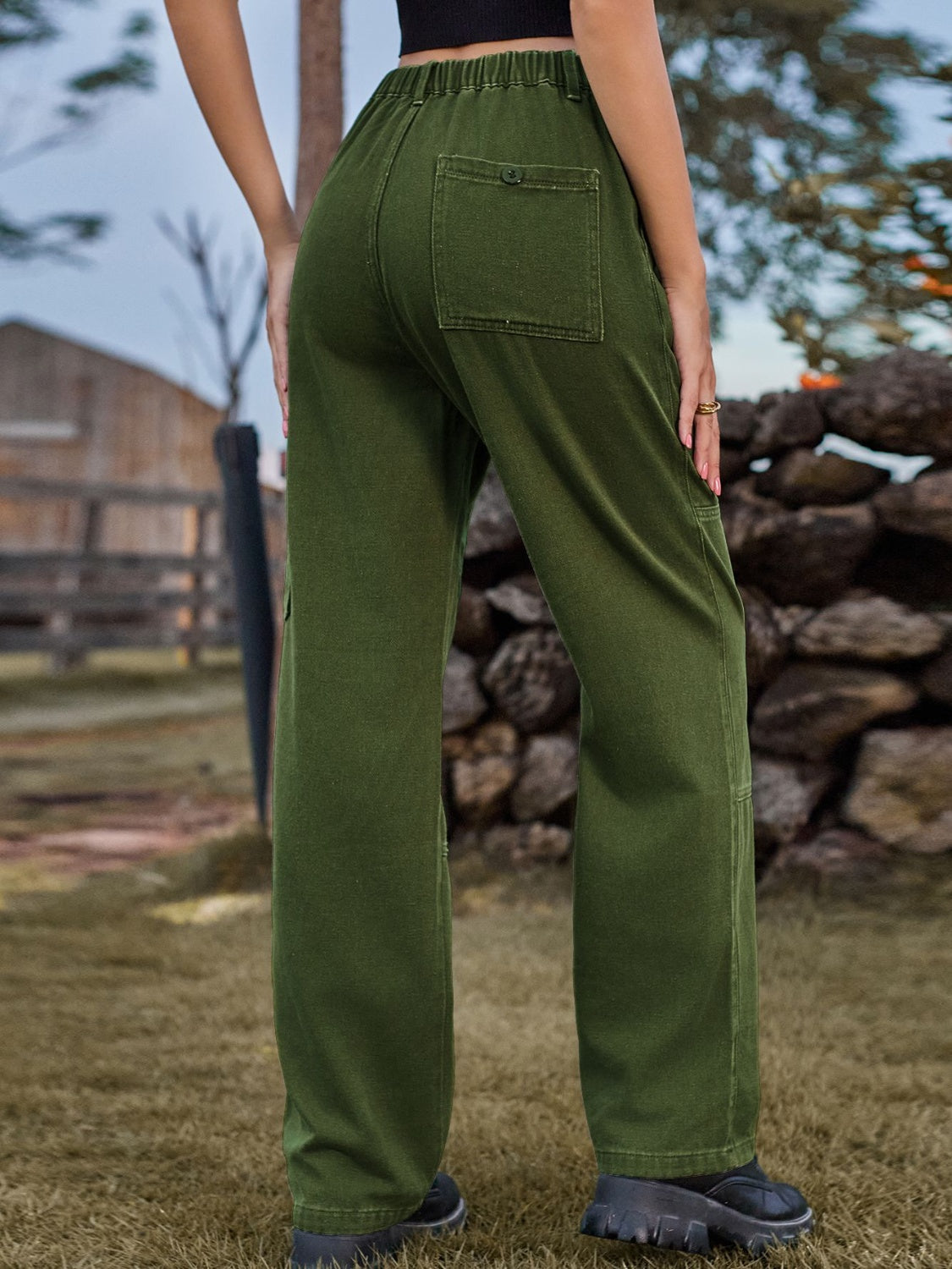 High Waist Cargo Straight Jeans - felvior