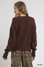 Umgee Button-Front V-Neck Knit Cardigan