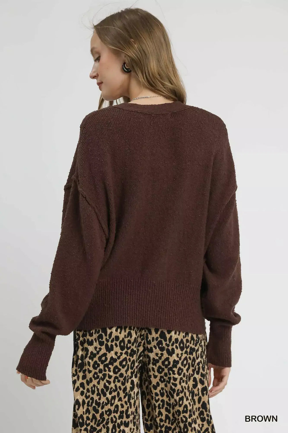 Umgee Button-Front V-Neck Knit Cardigan
