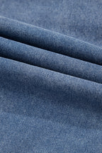 Ruffled Side Pockets Puff Sleeve Denim Mini Dress