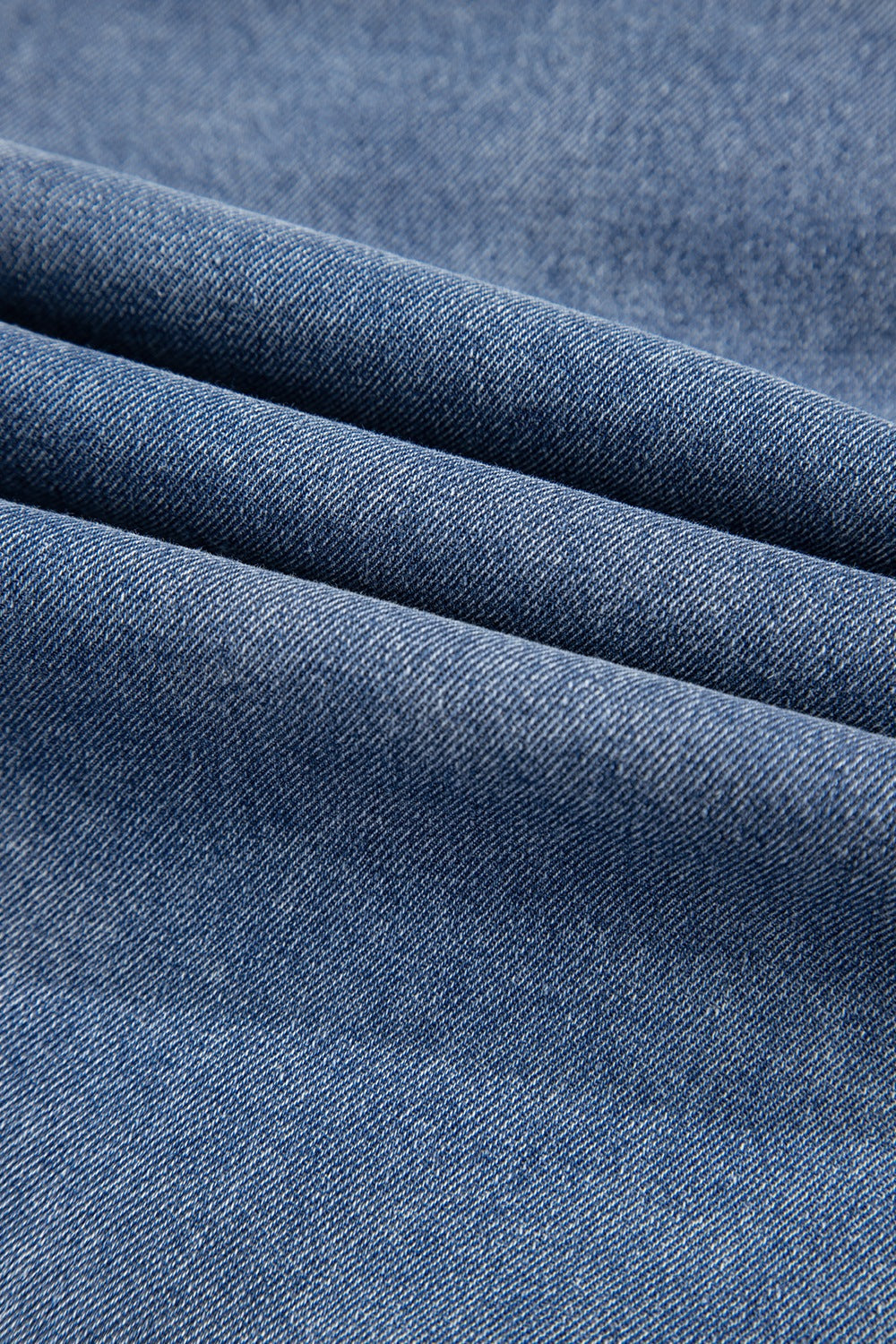 Ruffled Side Pockets Puff Sleeve Denim Mini Dress