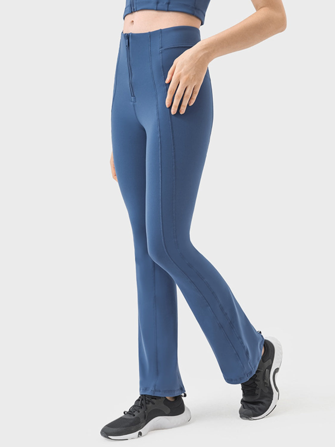 Millennia Zipper Detail High Waist Active Pants - felvior