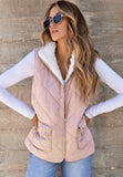 Fuzzy Zip Up Vest Coat with Pockets - felvior