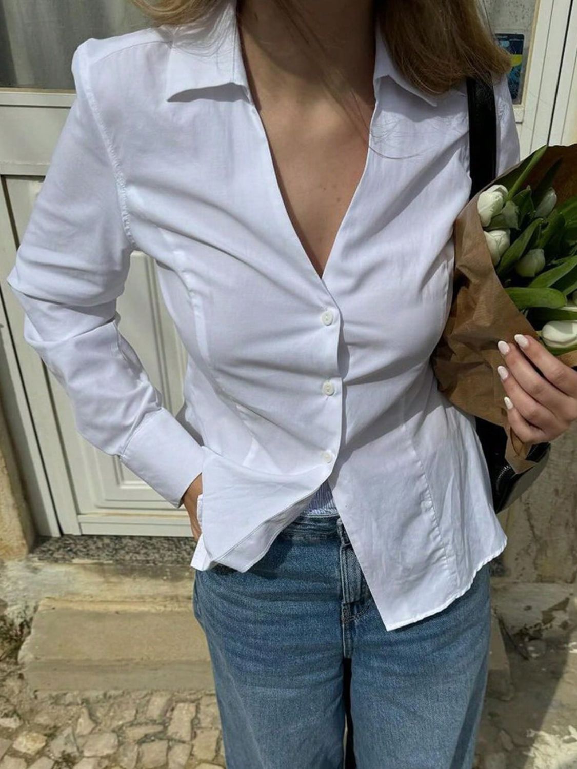 Devine Button Down Collared Neck Long Sleeve Shirt Image principale du produit