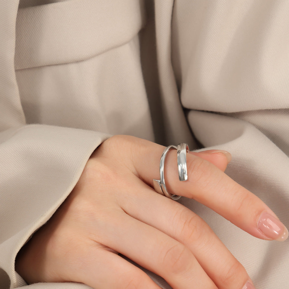 Titanium Steel Layered Wrap Ring - felvior