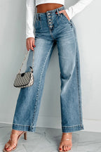 Button Fly High Waist Jeans