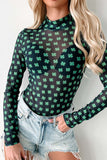 Lucky Clover Mock Neck Long Sleeve Bodysuit - felvior