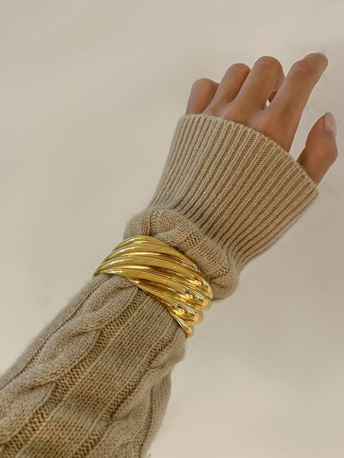 18K Gold-Plated Stainless Steel Open Ring - felvior
