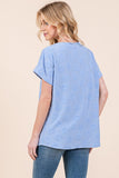BOMBOM Textured Floral Pattern Short Sleeve T-Shirt