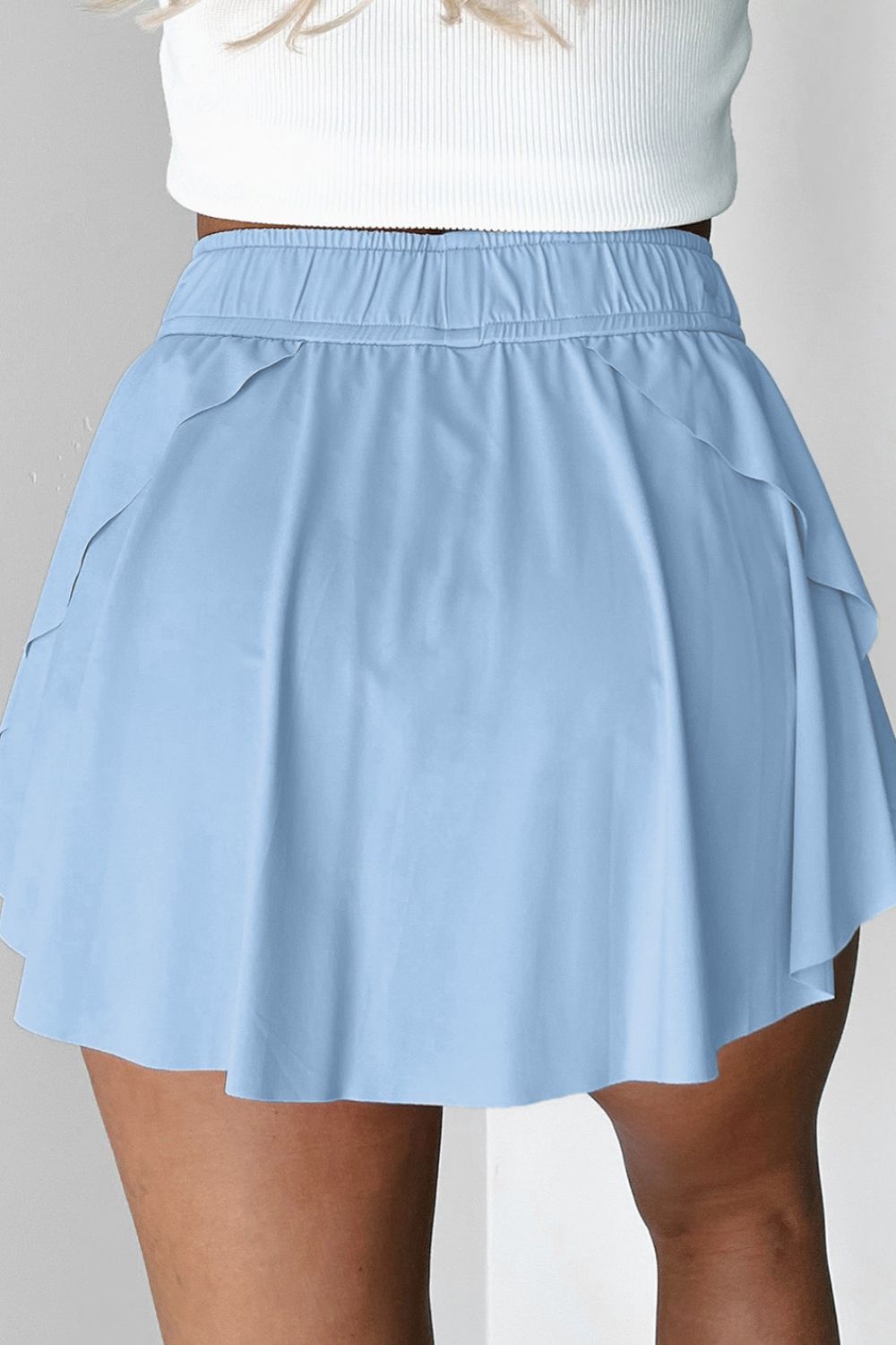 Drawstring High Waist Lined Active Skorts - felvior