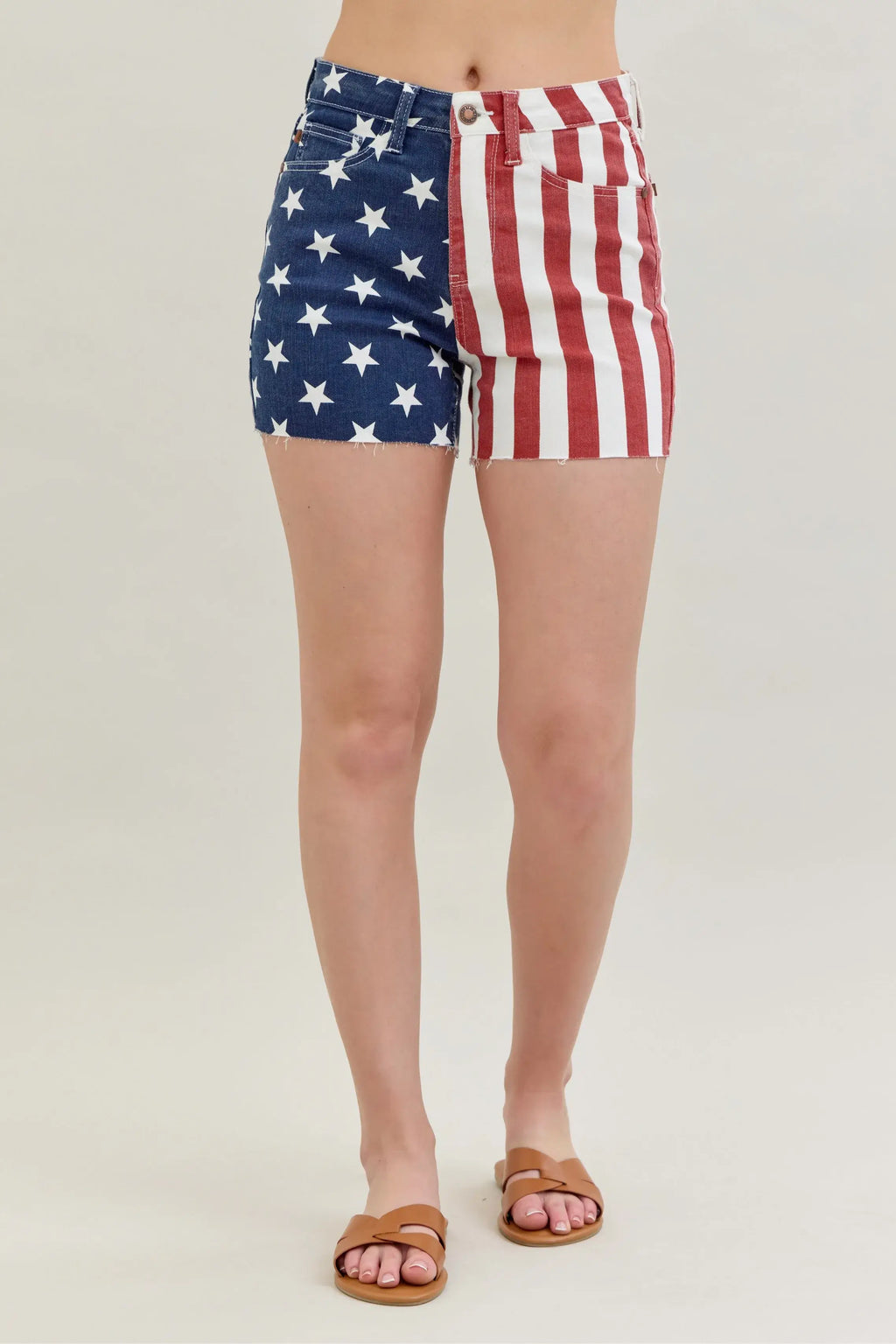 Judy Blue Full Size High Waist Americana Flag Fray Hem Shorts Plus Size