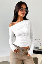 Single Shoulder Long Sleeve T-Shirt