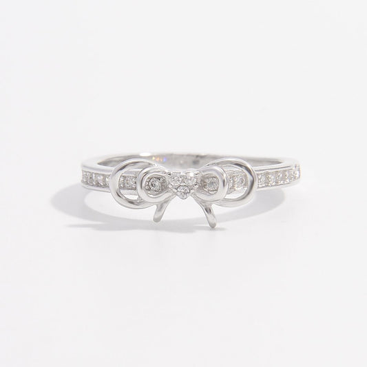 925 Sterling Silver Inlaid Zircon Bow Ring - felvior