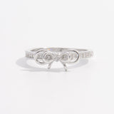 925 Sterling Silver Inlaid Zircon Bow Ring - felvior
