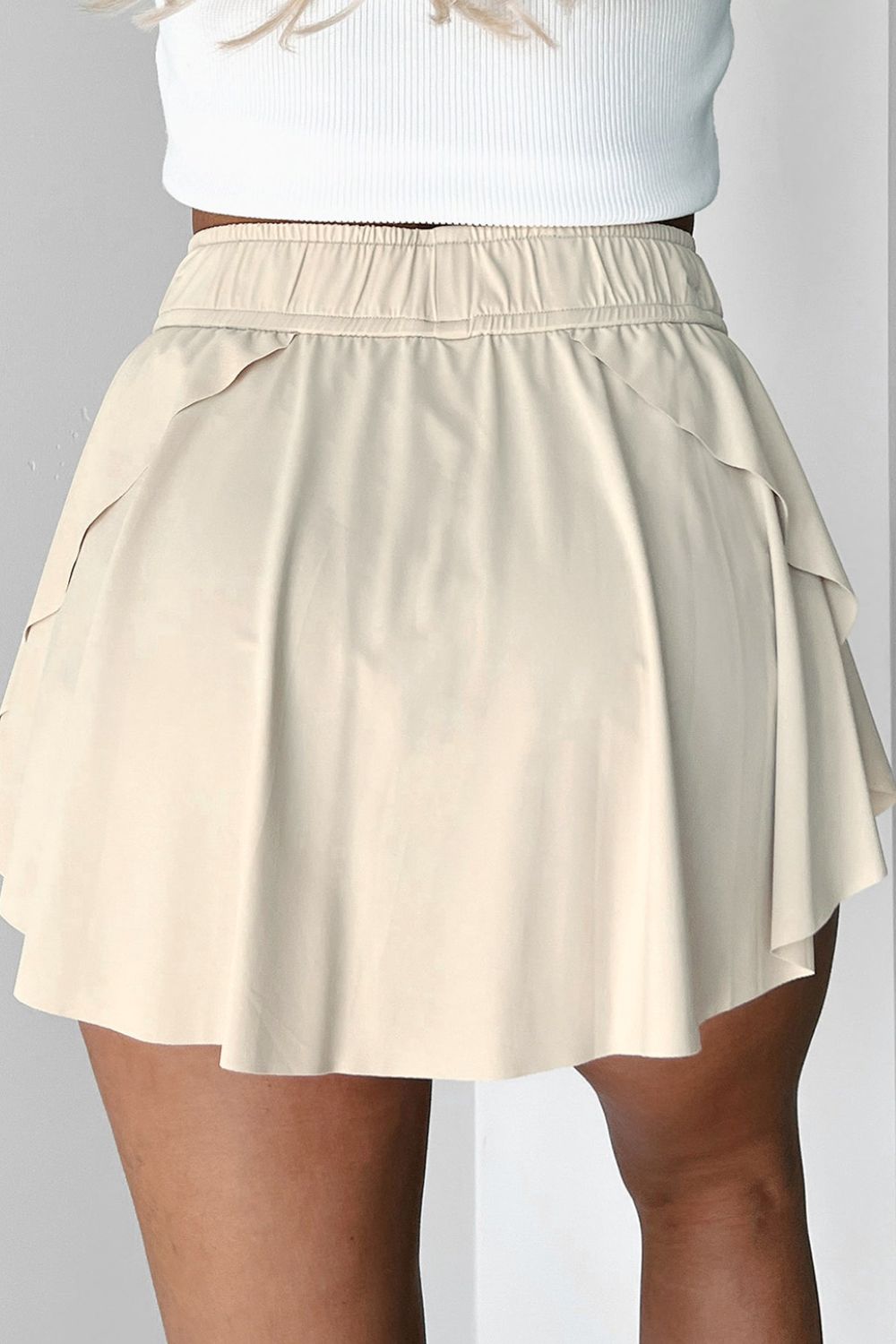 Drawstring High Waist Lined Active Skorts - felvior
