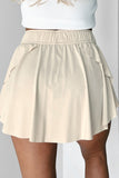 Drawstring High Waist Lined Active Skorts - felvior