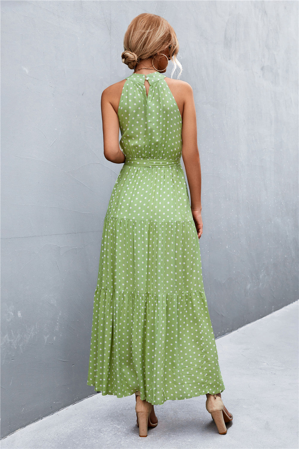 Printed Sleeveless Tie Waist Maxi Dress - felvior