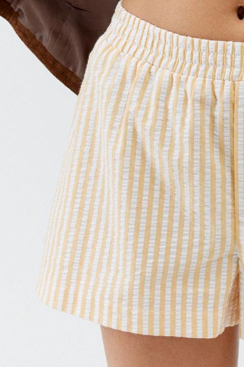 Striped Elastic Waist Shorts - felvior