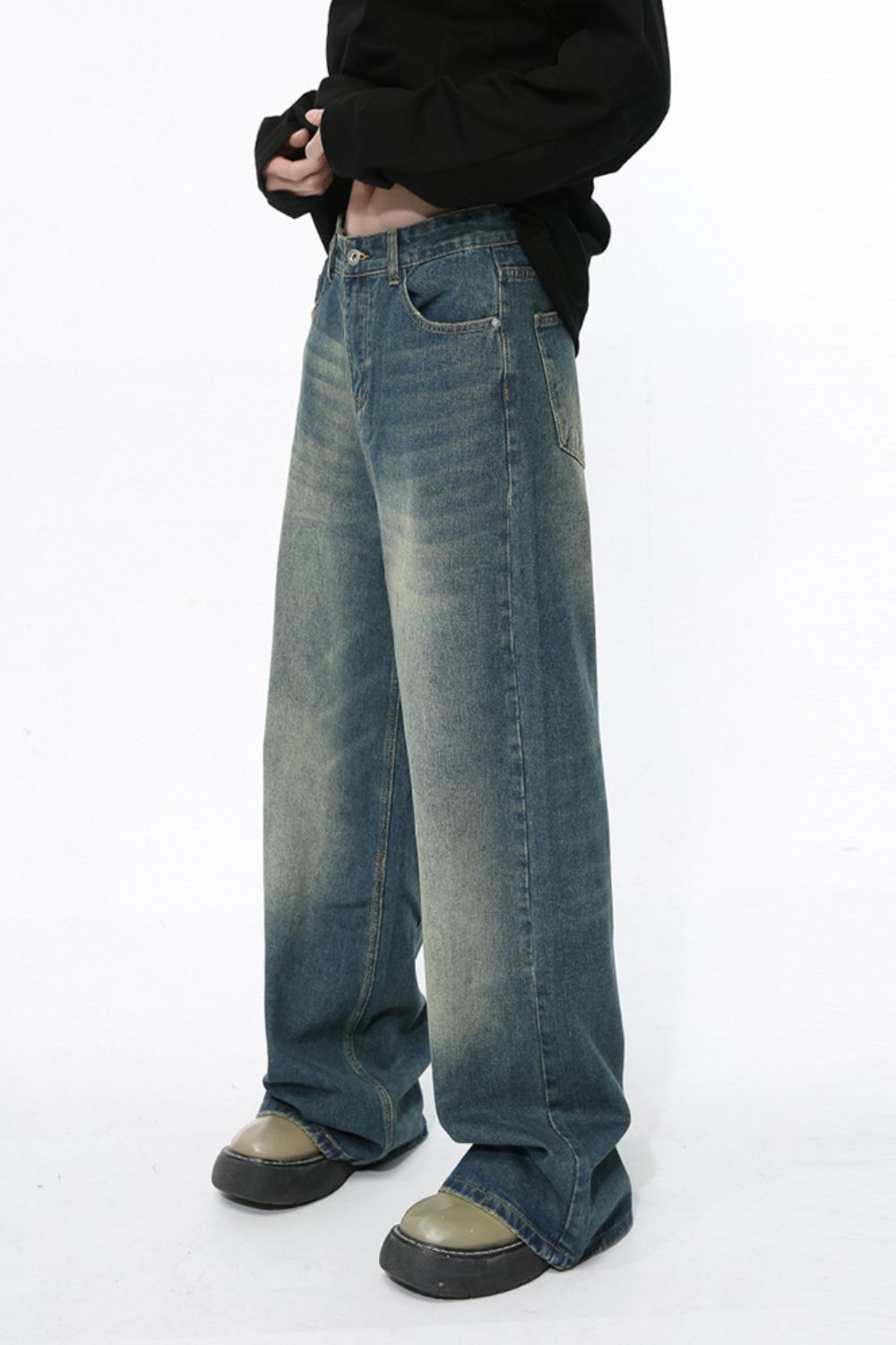 Men's Wide Leg Jeans with Pockets