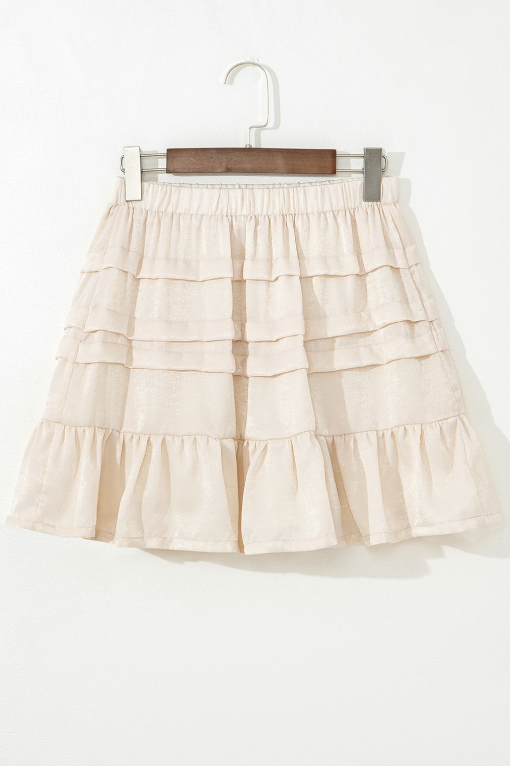 Ruffled Hemline Elastic Waist Mini Skirt - felvior