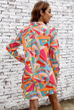 Multicolored Long Sleeve Shirt Dress - felvior