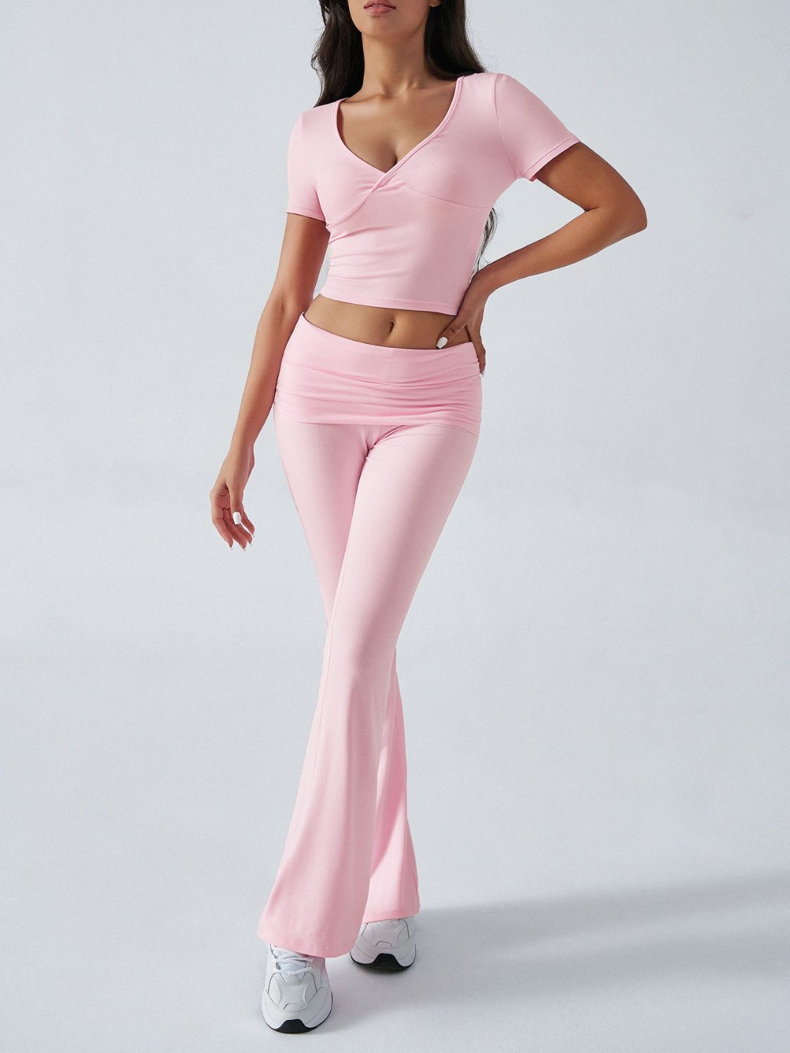 Devine Short Sleeve Top and Bootcut Legging Set - felvior