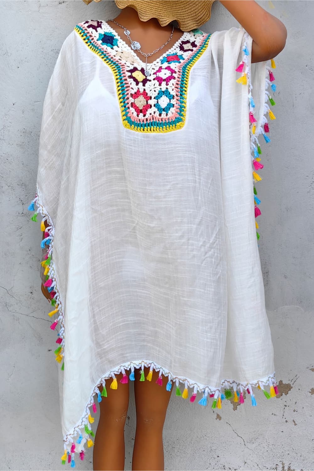 Tassel Detail Embroidery Dress - felvior