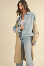 MABLE Layered Look Trench Coat With Denim Jacket