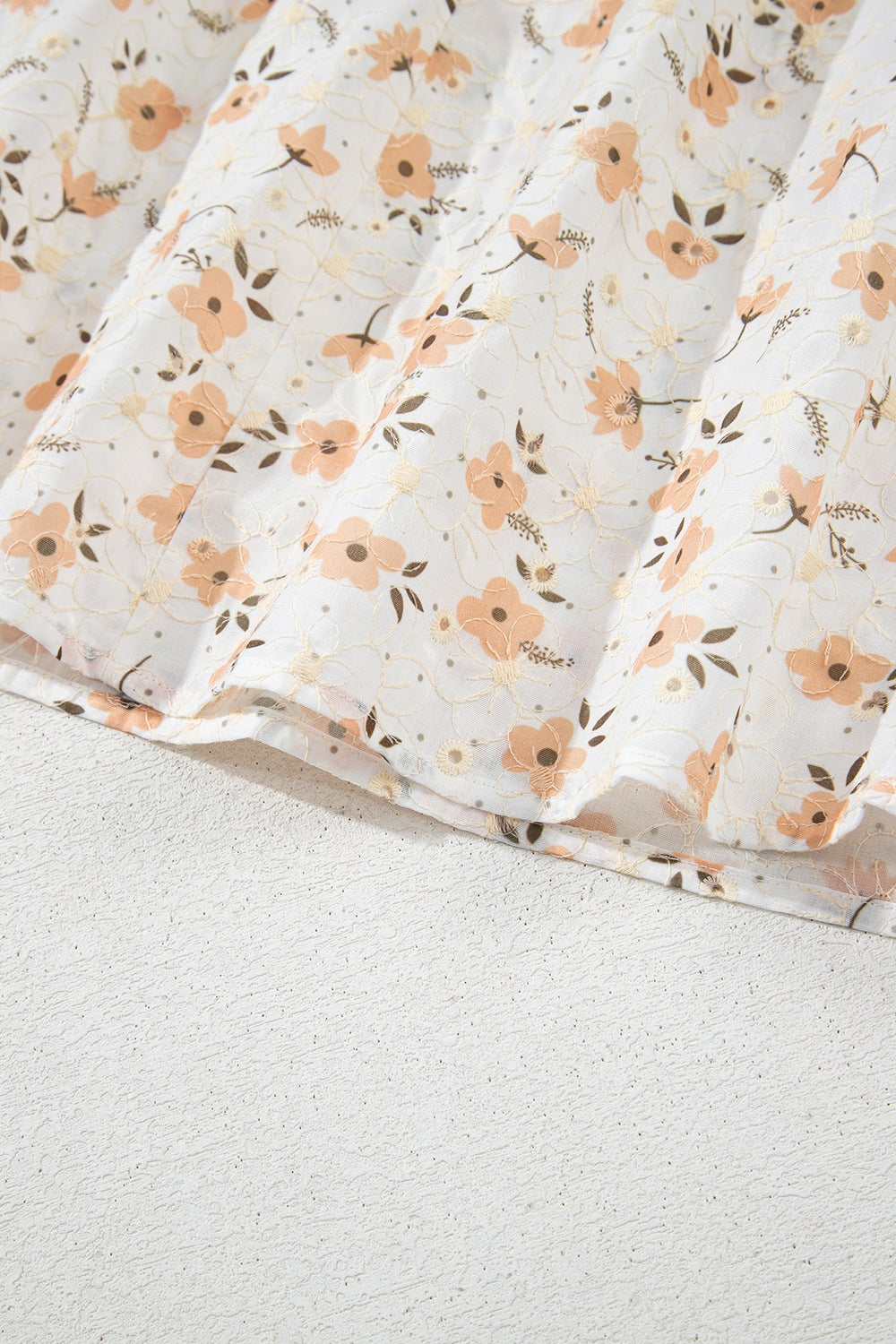 Frill Printed Notched Short Sleeve Blouse