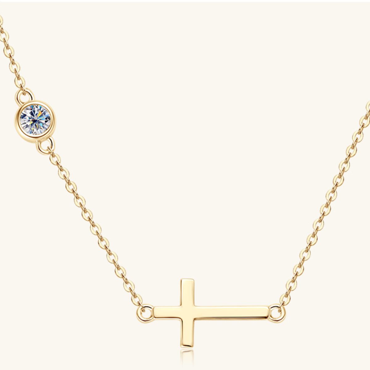Cross 925 Sterling Silver Moissanite Necklace - felvior